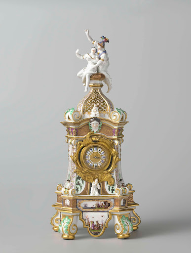 Mantel clock (pendule) with Arachne and Athena