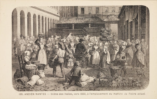 Scène des Halles, vers 1850, à l'emplacement du marché de Fltre actuel