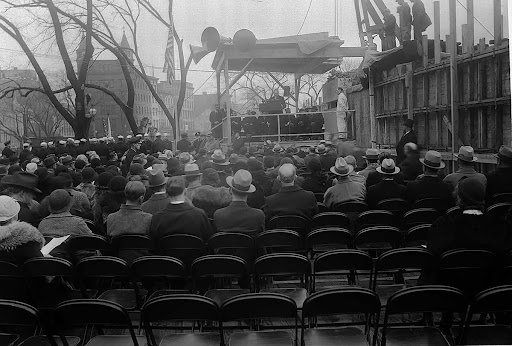 The cornerstone-laying ceremony of the National Archives Building