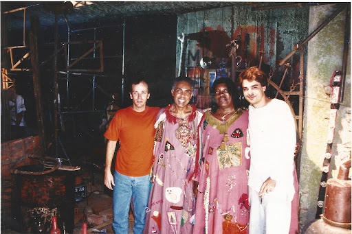 Gilberto Gil com Lula Buarque, Milton Nascimento e Andrucha Waddington na gravação do clipe da música Sebastian