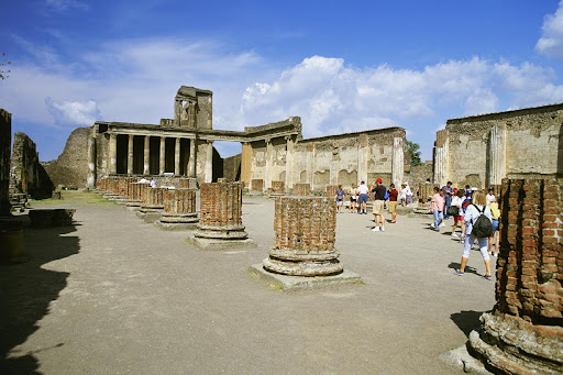 Tourists visiting the ancient city of Pompeii archaeological site, Pompeii
