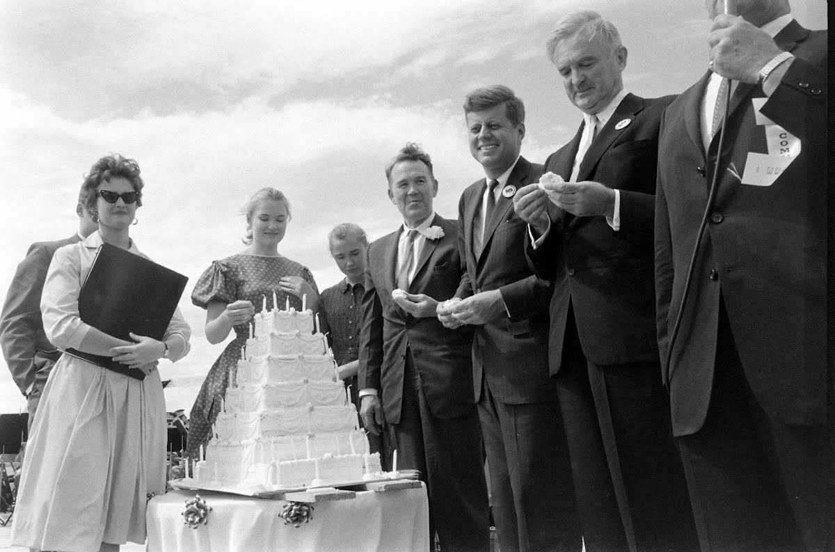 Kennedy And Symington At Quentin Burdick's Birthday Party In Fargo, North Dakota Caps.