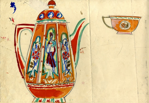 Sketch for decorative set "Piebalga" (design for two piece crockery)