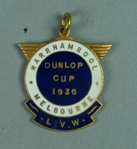1936 Dunlop Cup Warrnambool-Melbourne medallion, won by W Maddock