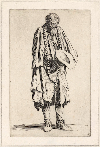 Bedelaar met een rozenkrans