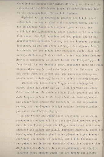 Bericht des Kommandanten von S.M.S. "Nürnberg" über die Versenkung des englischen Panzerkreuzers "Monmouth" Seite 3