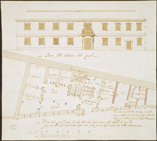 Facade and Floorplan of the House of Trade's Prison