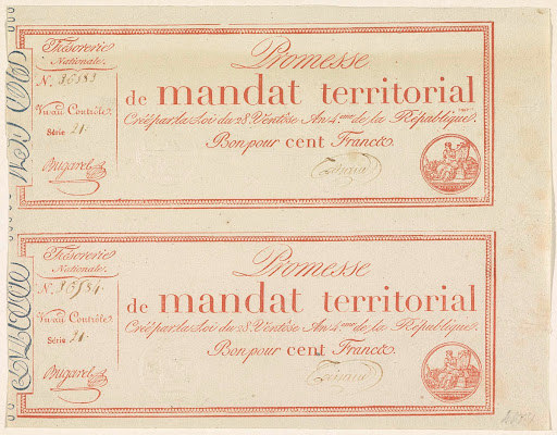 Twee promessen van 100 frank, 1795-1796