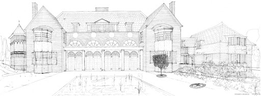 Rear Elevation design for a new country house (unbuilt) for a private client in the Surrey Hills