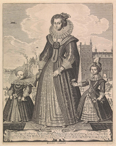 Portret van Amalia van Solms, Willem II, prins van Oranje, en Louise Henriëtte, prinses van Oranje