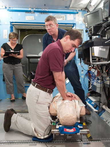 Expedition 28 crew members Mike Fossum, Satoshi Furukawa, Sergei Volkov