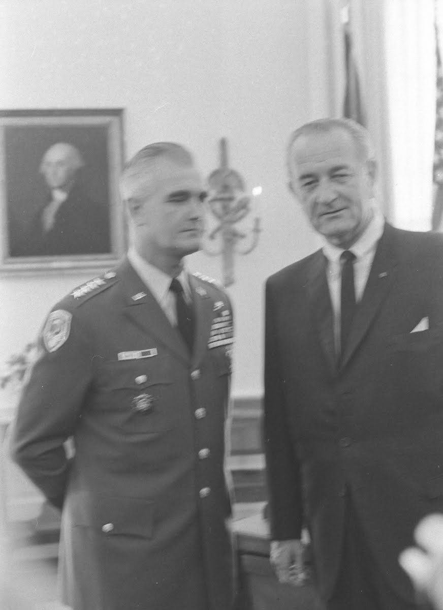 Gen. Westmoreland And President Johnson Presenting Medal Of Honor To Staff Sgt. Charles B. Morris