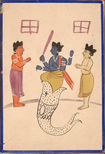 Vishnu Avataar with Two Worshippers