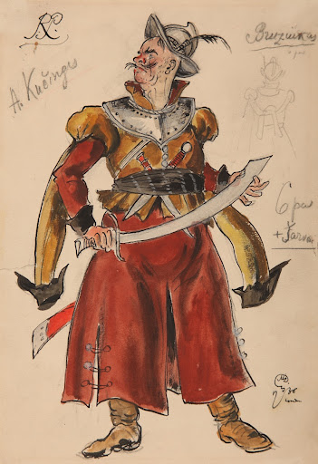 Jurgis Karnavičius "RADVILA PERKŪNAS". A sketch of Bružiukas‘ costume