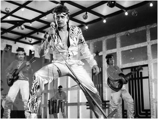 Film still of Mithun Chakraborty in Disco Dancer