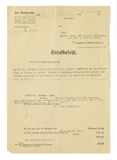 Punishment order for Bianka Hassel - page 1