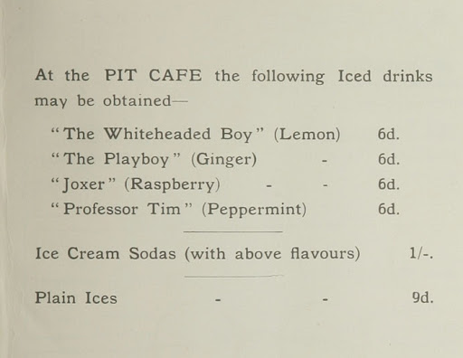 Drinks list from the Pit Café, Abbey Theatre.