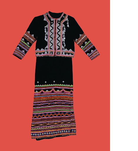 Embroidered Dress with Silver Inlaid