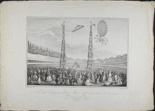 Print, plain. Volo del Bolognese Muzio Muzzi nell