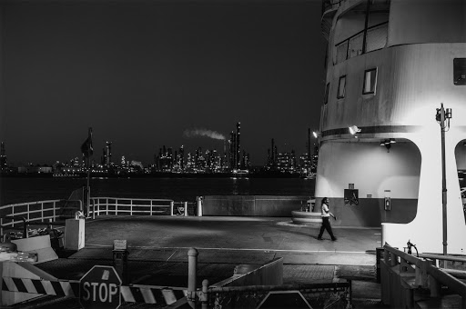 Lower Algiers / Chalmette ferry with Chalmette Refinery in background; Lower Algiers, New Orleans