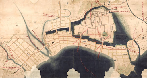 Map of Fukuoka Catsle and it's surrounding Area