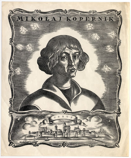 Portret Mikołaja Kopernika z panoramą Torunia