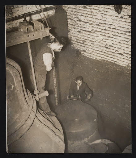 Daily Herald Photograph: Casting Liverpool Cathedral bell