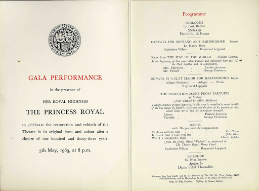 Programme for the 1963 Gala reopening of the Theatre
