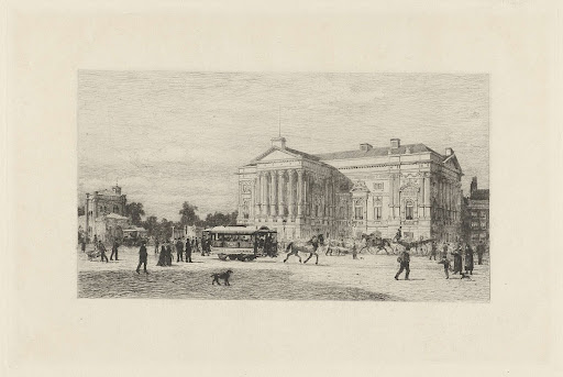 Gezicht op het Leidseplein van Amsterdam