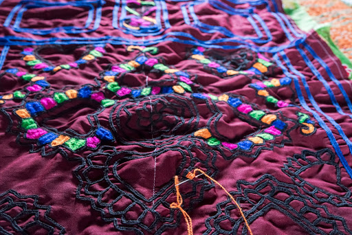Kutch Embroideries: Embroidery in process