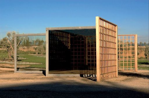Two way mirror and hedge labyrinth