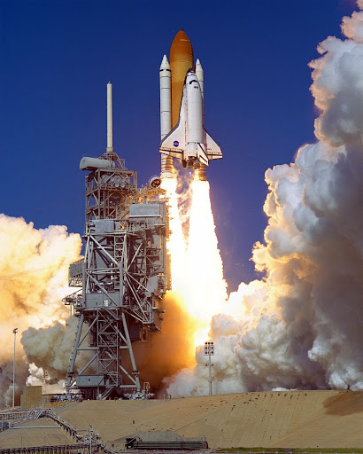 Space Shuttle Discovery clears Launch Pad 39B Oct. 29 as it lifts off on mission STS-95.