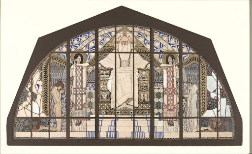 Entwurf für das Südfenster der Kirche St. Leopold Am Steinhof: Paradiesszene