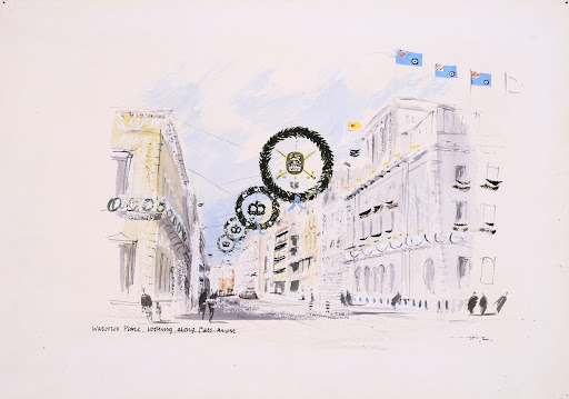 Decorations for the coronation of Queen Elizabeth II: Waterloo Place