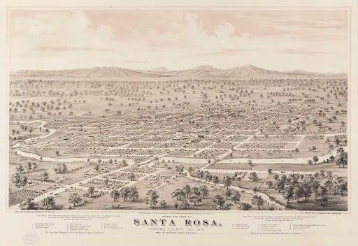 Bird's Eye View of Santa Rosa, Sonoma County, Cal., 1876.