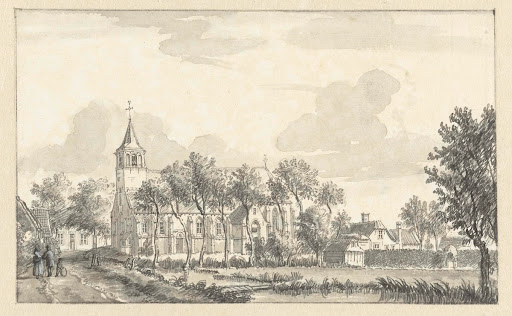 Gezicht op de kerk te Hoog Blokland