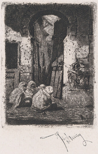 Tangiers, a group of men seated near an arch