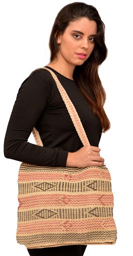 Bag with red and brown pattern