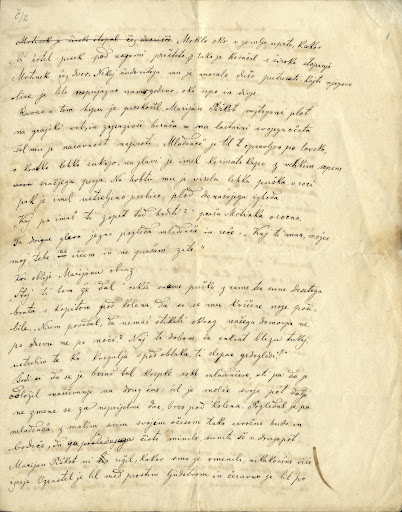 A fragment of Jurčič's manuscript Deseti brat Fragment I