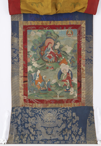 Arhats Ajita, Kalika, and Vanavasin, from a six-part set of Arhat Immortal Thangkas