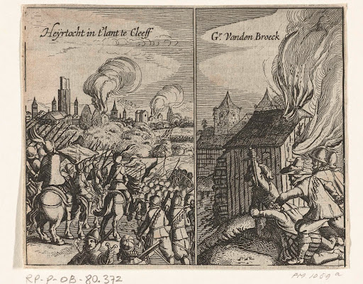 Plundertocht van de Spanjaarden in het land van Kleef en moord op Wirich von Daun, graaf van Falkenstein, 1598