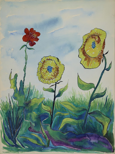 o. T. (Drei Phantasieblumen)