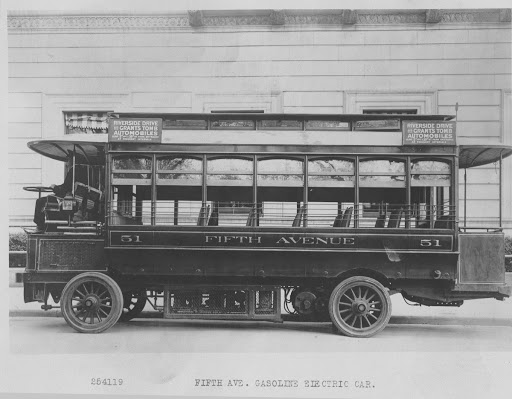 Gasoline-electric Hybrid Bus Used on Fifth Avenue Line, New York City