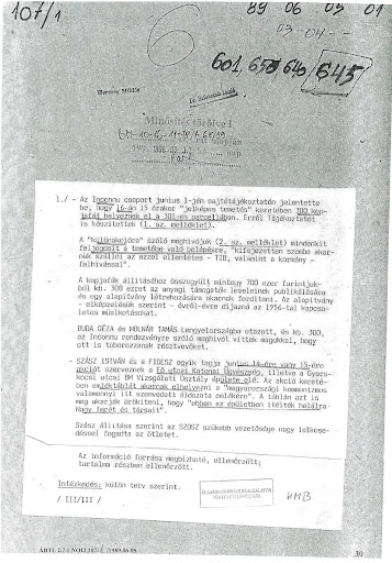 5 June 1989 Hungarian State Security Operative Report