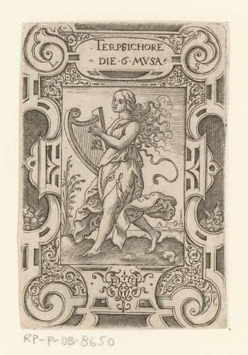 Terpsichore in rolwerk omlijsting