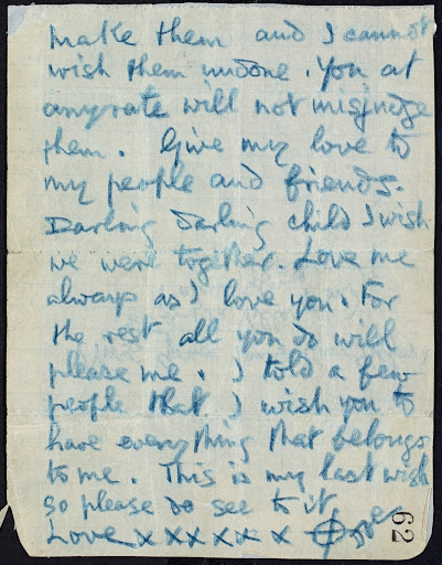 Love letter from Joseph Plunkett to his fiancée Grace Gifford