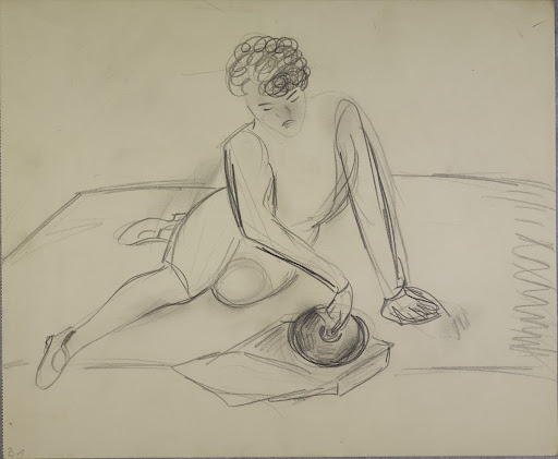 o. T. (Sitzende Frau; aus dem Aktzeichnen an der Burg Giebichenstein Halle)