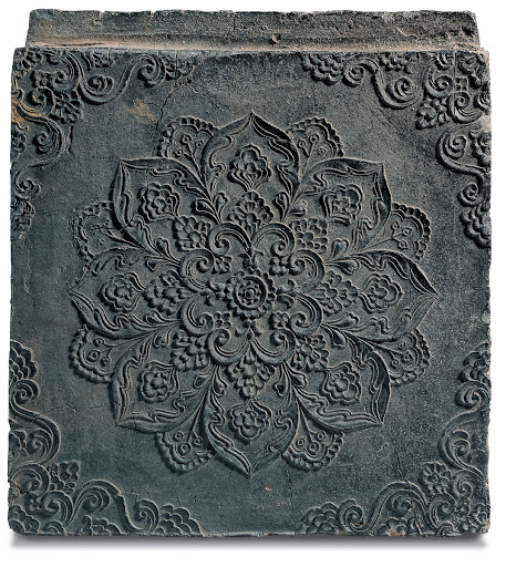 Tile with Floral Medallion Design