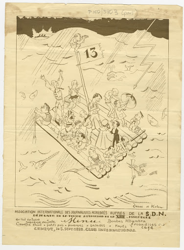 ‘The Merry-Go-Round’: A 1933 cartoon by the Hungarian caricaturists Alois Derso and Emery Kalen about the thirteenth assembly of the League of Nations retained in de Valera’s papers (he is clearly depicted in the centre of the image).