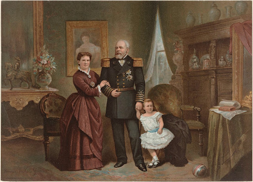 Portret van Willem III, koning der Nederlanden, Emma, koningin-regentes der Nederlanden, en Wilhelmina, koningin der Nederlanden